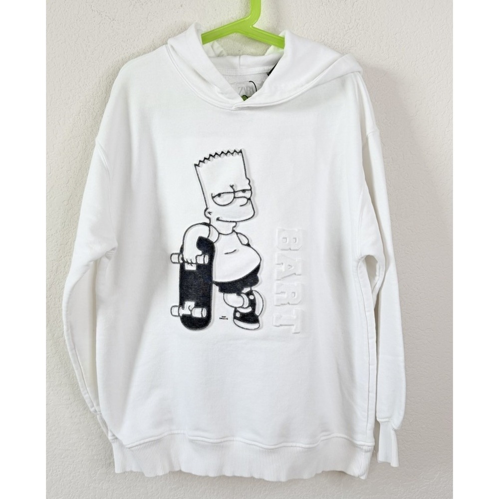 Zara Kids The Simpsons Bart Hoodie Sweatshirt Boys‎ 10Y White Streetwear Cartoon